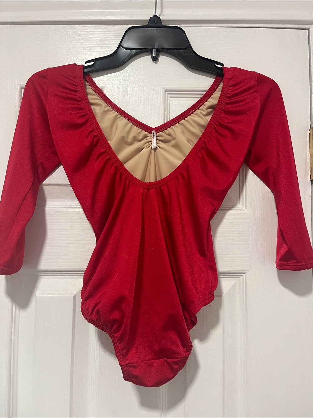 Buntingwear custom red leotard sz XS pinch front, scoop back, front lined - Picture 5 of 6
